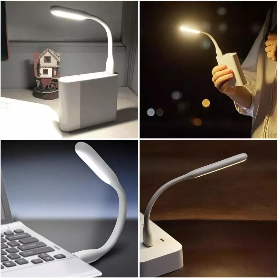 Mini lampa led portabila, 1.2w, brat flexibil, alimentare usb, alba, 16 cm