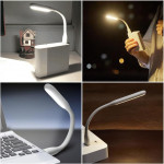 Mini lampa led portabila, 1.2w, brat flexibil, alimentare usb, alba, 16 cm