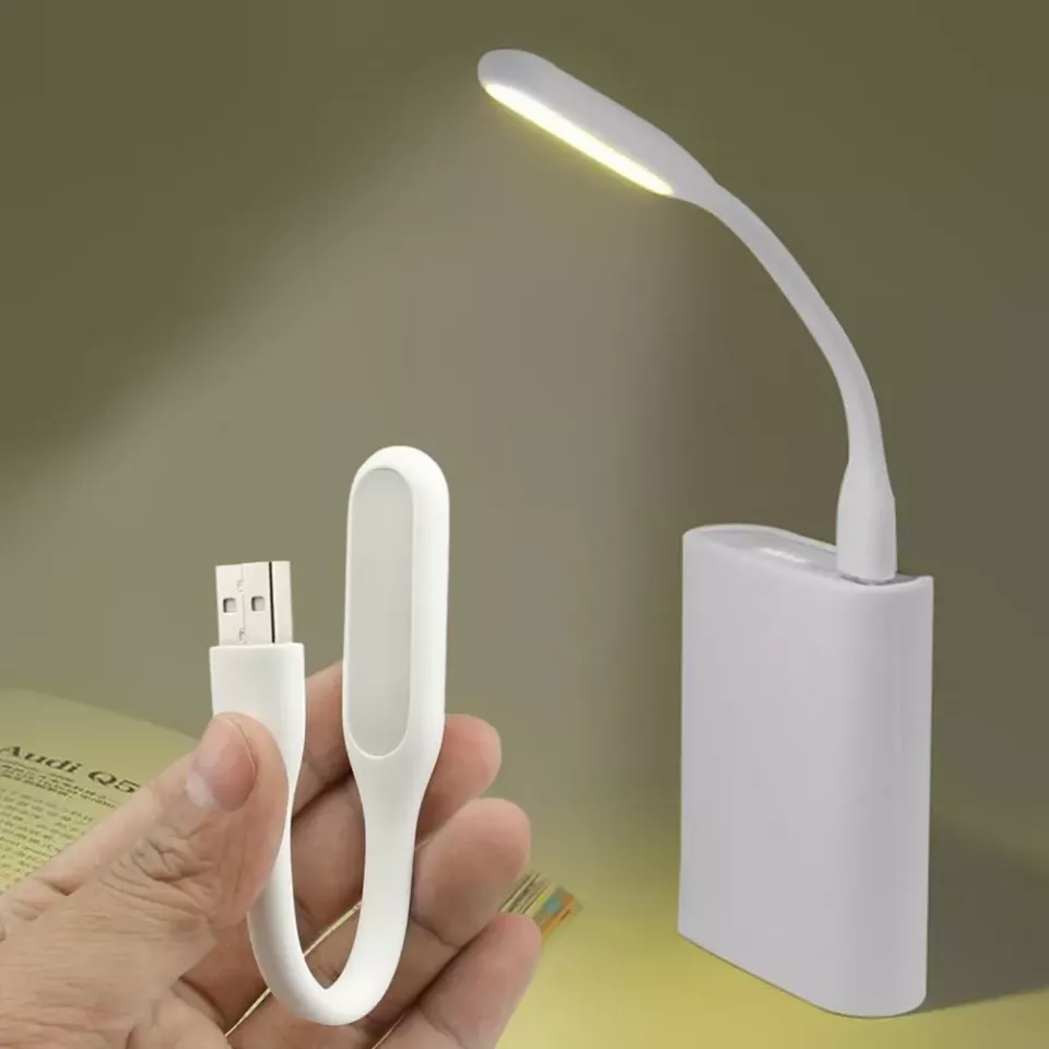Mini lampa led portabila, 1.2w, brat flexibil, alimentare usb, alba, 16 cm