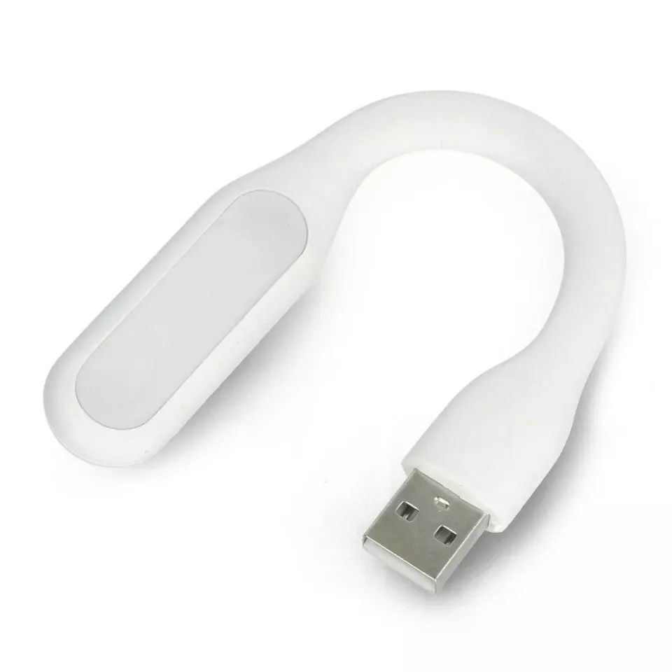 Mini lampa led portabila, 1.2w, brat flexibil, alimentare usb, alba, 16 cm