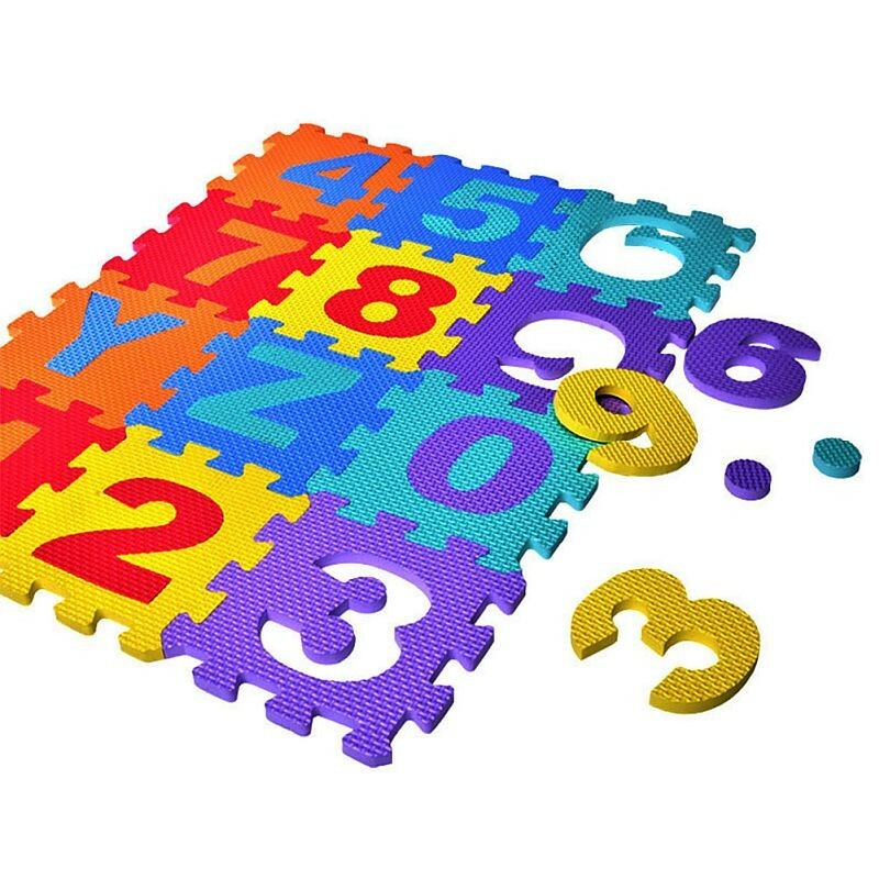 Covor spuma eva tip puzzle cu cifre si litere 3 mp, 36 piese, 29x29 cm, grosime 0.9 cm