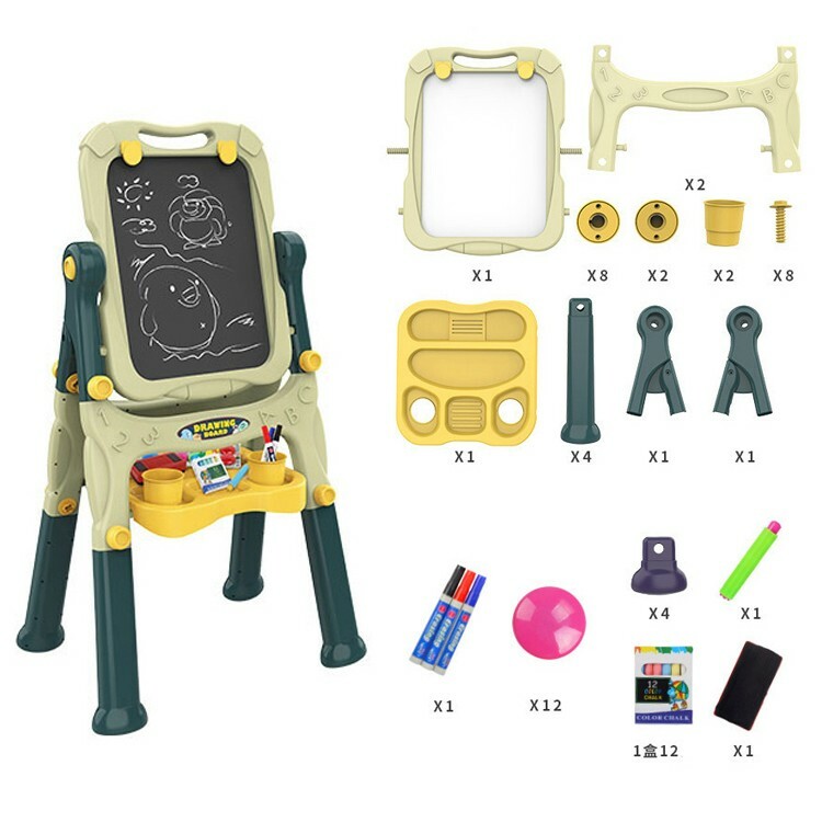 Tabla magnetica si de scris cu 2 fete, 40x50 cm, inaltime reglabila 83-110 cm, 30 accesorii incluse