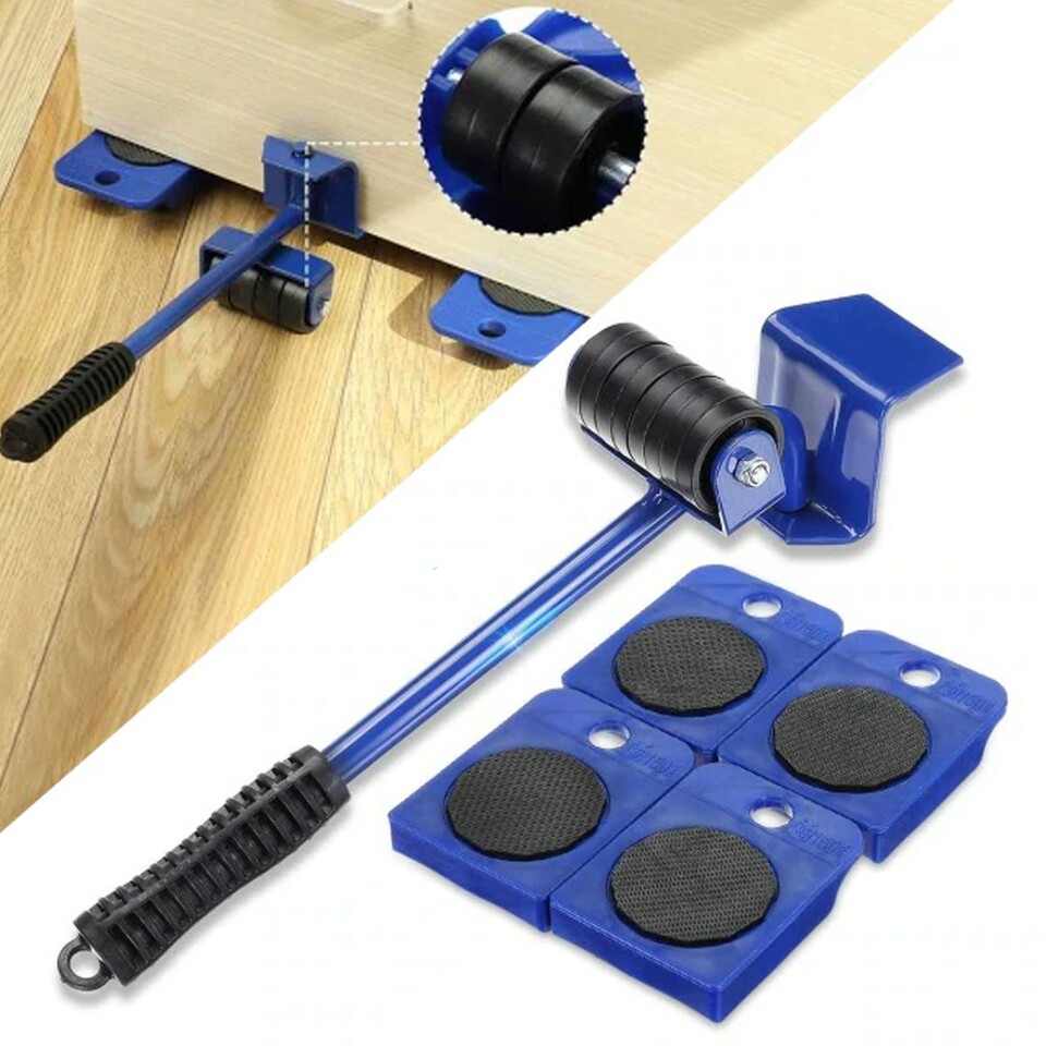 Set pentru ridicat si transportat mobila, 4 role, maneta maner antiaderent, max 150 kg