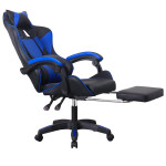 Scaun ergonomic de gaming, tetiera, suport retractabil picioare, sport lombar, inaltime reglabila, negru, albastru