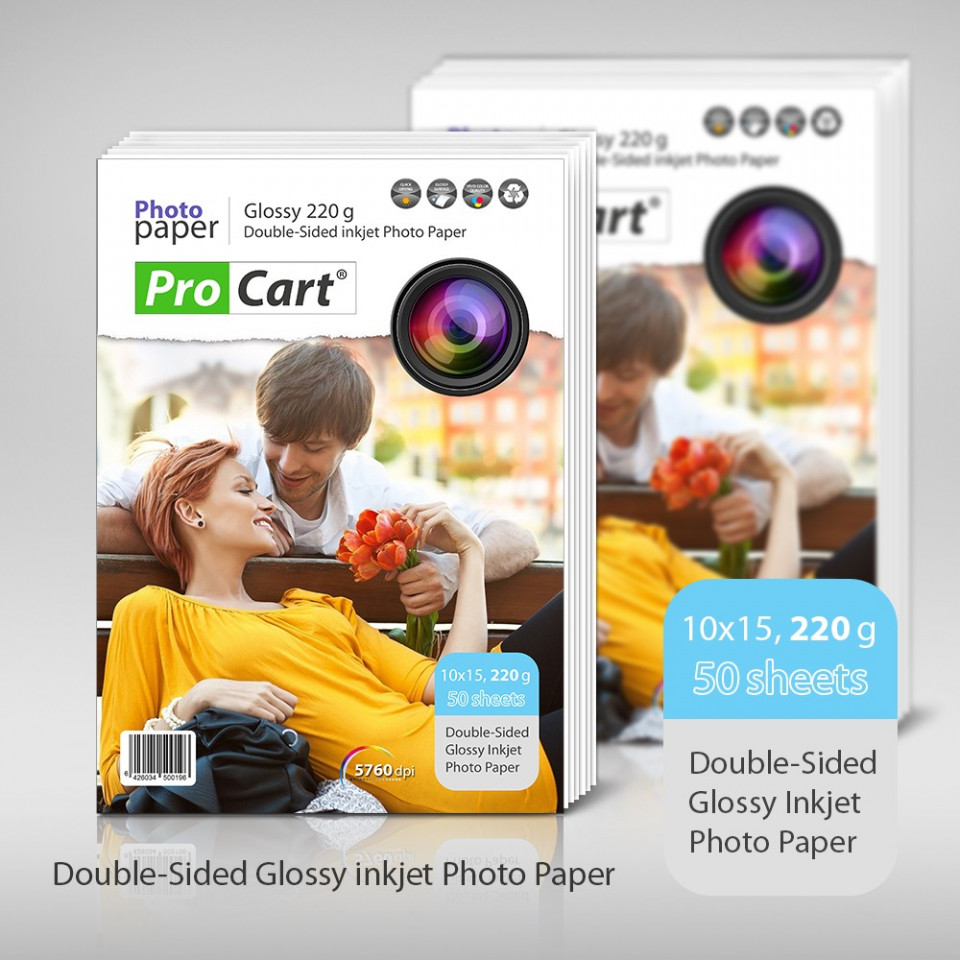 Hartie foto format 10x15 glossy 220gr printabila dual side