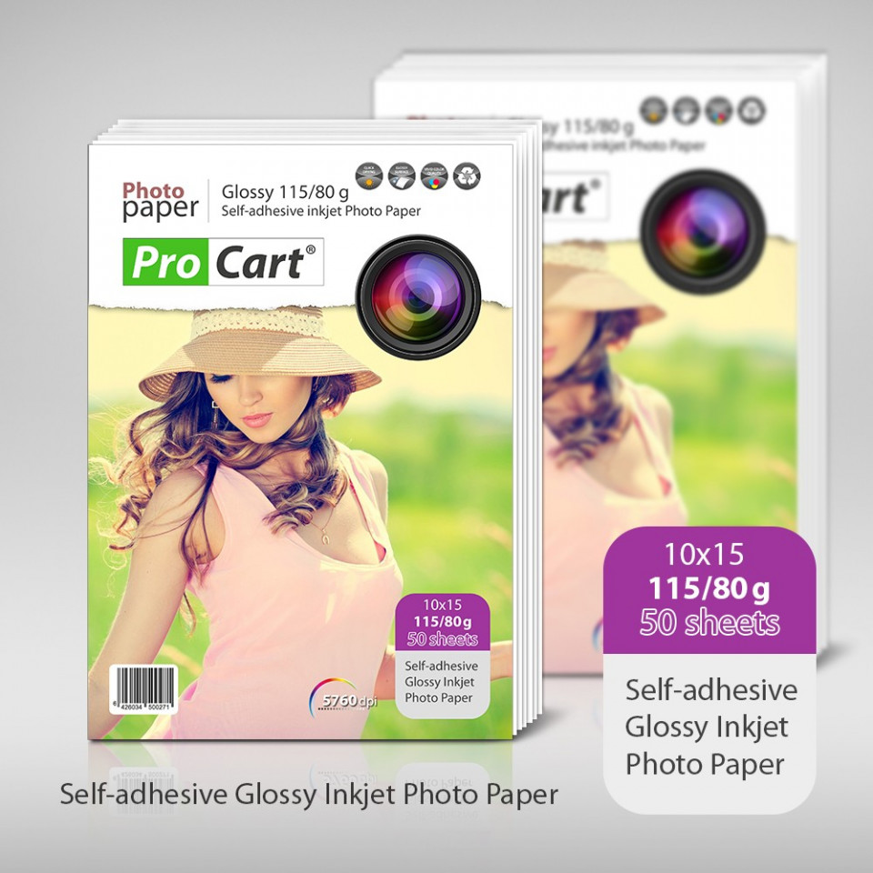Hartie foto glossy autoadeziva 115/80g 10x15 cm