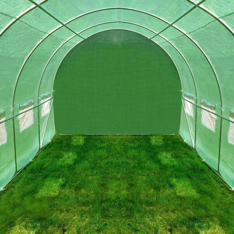Sera solar tip tunel pentru gradina, 6x3x2 m, folie pe 140g/mp, filtru uv4, ferestre