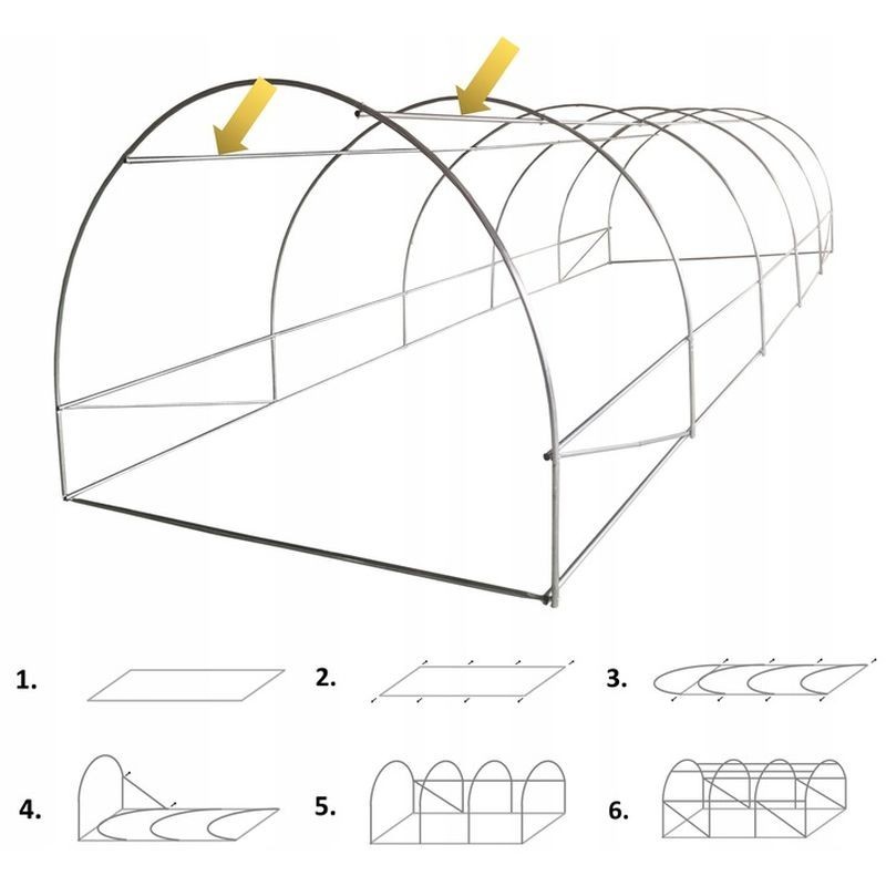 Sera solar tip tunel 8x3x2 m, cadru metalic, folie pe cu filtru uv4, 10 ferestre