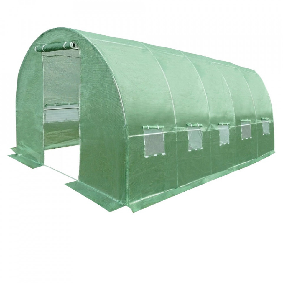 Sera solar tip tunel 8x3x2 m, cadru metalic, folie pe cu filtru uv4, 10 ferestre