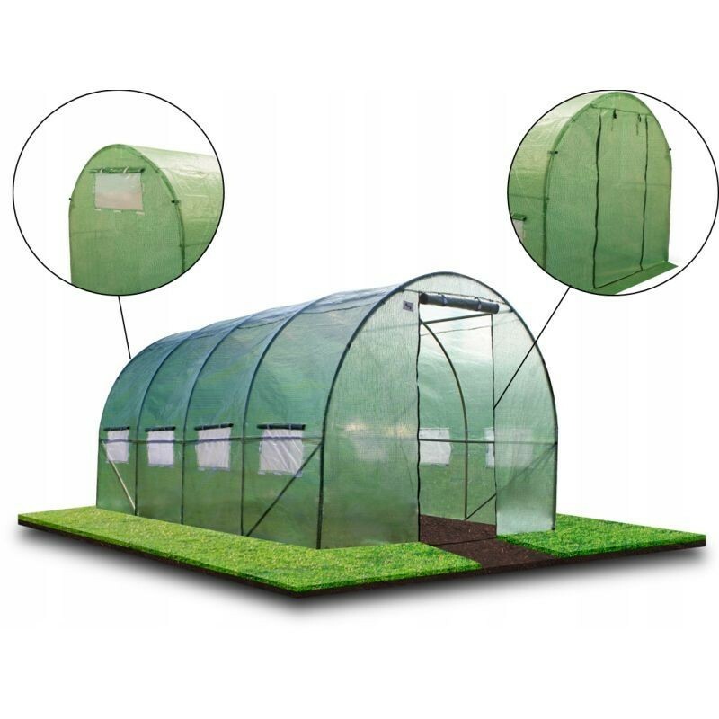 Sera gradina, 4x2.5x2m, solar tip tunel, folie impermeabila cu filtru uv4, 8 ferestre