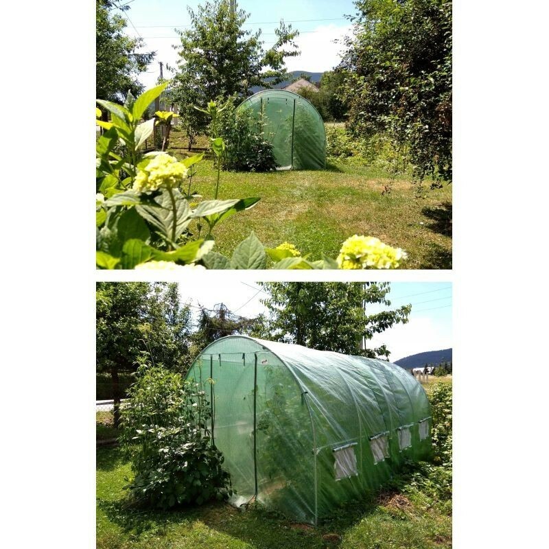 Sera gradina, 4x2.5x2m, solar tip tunel, folie impermeabila cu filtru uv4, 8 ferestre