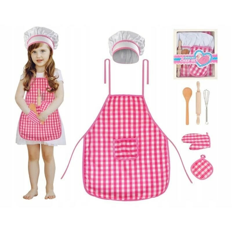 Set chef copii, sort si ustensile pentru gatit, 8 piese