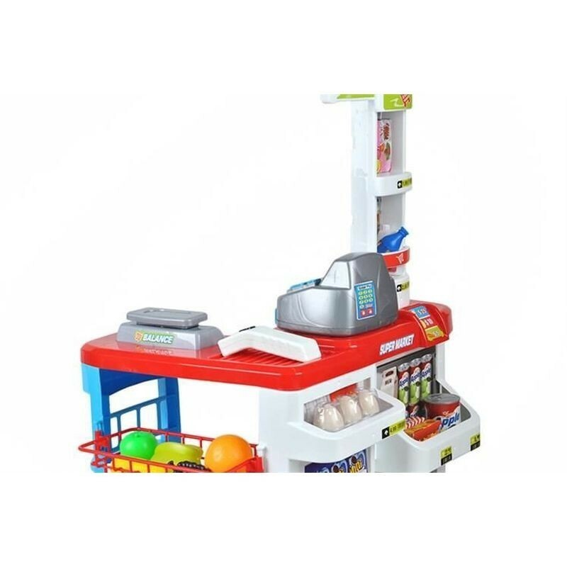 Set supermarket, 24 accesorii, lumini, efecte sonore, carucior cumparaturi, casa de marcat, 82x50x44 cm