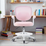 Scaun ergonomic de birou pentru copii, inaltime reglabila 78-90 cm, suport picioare, mesh roz