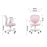 Scaun ergonomic de birou pentru copii, inaltime reglabila 78-90 cm, suport picioare, mesh roz