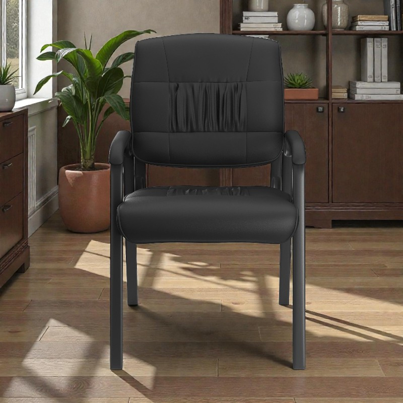 Scaun de conferinta, tapiterie piele ecologica si spuma, cotiere captusite, inaltime 91 cm