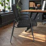 Scaun de conferinta, tapiterie piele ecologica si spuma, cotiere captusite, inaltime 91 cm