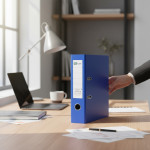 Biblioraft albastru a4 pentru arhivare documente – cotor 7.5 cm, bordura metalica, 500 coli