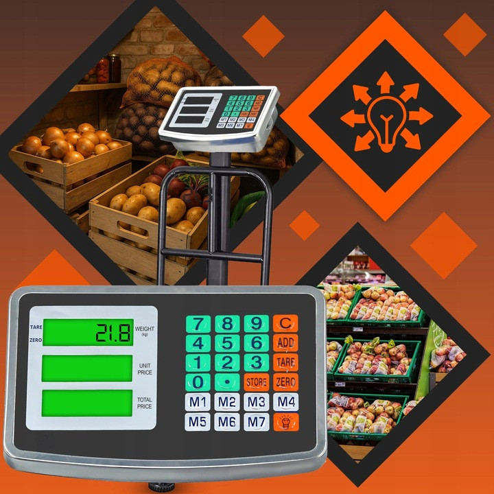 Cantar electronic comercial cu platforma 150 kg – precizie 50 g, lcd, functie tara si zero