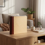 Album foto 10x15 cm, 500 poze, coperta lemn natur si piele eco, capacitate mare
