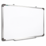 Tabla magnetica premium alba 90x120 cm, rama de aluminiu, fixare perete, suport markere