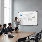 Tabla magnetica premium alba 90x120 cm, rama de aluminiu, fixare perete, suport markere