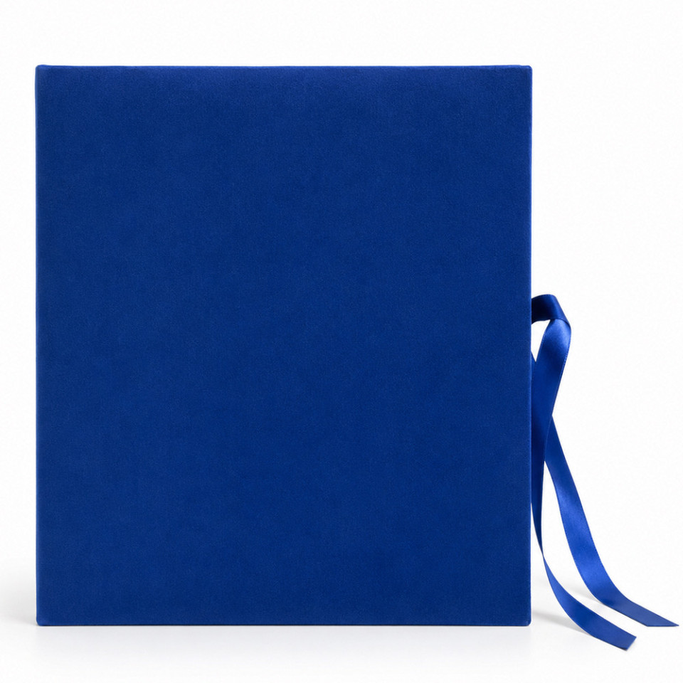 Album foto velvet luxury 500 poze 10x15 cm, catifea albastra si panglica satinata, design exclusiv