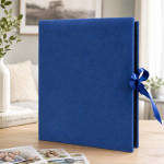 Album foto velvet luxury 500 poze 10x15 cm, catifea albastra si panglica satinata, design exclusiv
