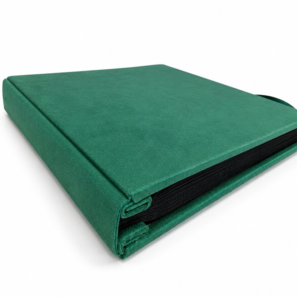 Album foto elegant velvet 500 fotografii 10x15, catifea verde, pagini negre premium