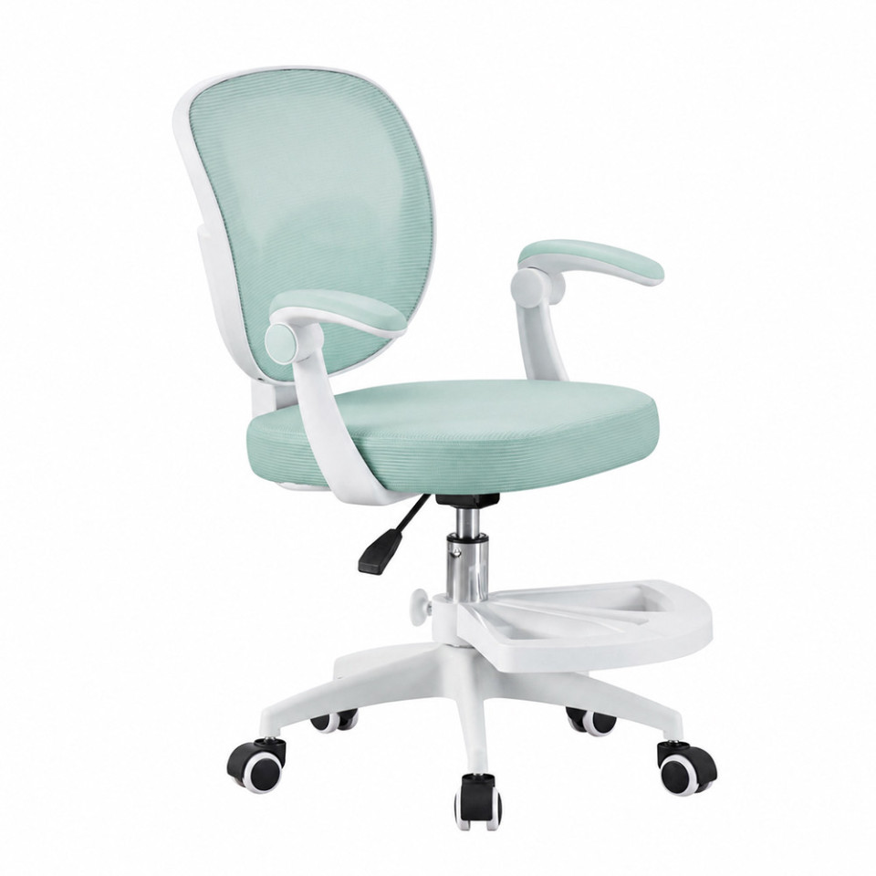 Scaun de birou ergonomic pentru copii si adolescenti, verde menta, reglabil pe inaltime, suport picioare