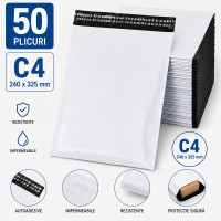 Set 50 plicuri expediere curierat c4, 240x325 mm, ambalaj rezistent documente si produse