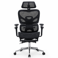 Scaun ergonomic de birou, sezut reglabil pe adancime, cotiere 5d, spatar si tetiera reglabile, suport picioare, mesh culoare negru