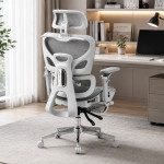 Scaun ergonomic de birou, sezut reglabil pe adancime, cotiere 5d, spatar si tetiera reglabile, suport picioare, mesh culoare gri