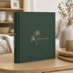 Album foto premium memories, 500 fotografii 10x15, buzunare individuale, coperta verde cu imprimeu auriu