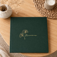 Album foto premium memories, 500 fotografii 10x15, buzunare individuale, coperta verde cu imprimeu auriu