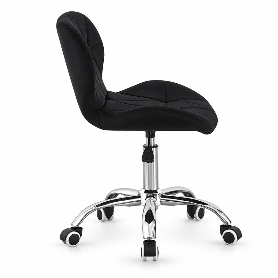 Scaun de birou in stil scandinav, inaltime 72-84 cm, roti mobile cauciucate, baza otel cromat, velur, negru