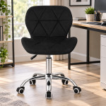 Scaun de birou in stil scandinav, inaltime 72-84 cm, roti mobile cauciucate, baza otel cromat, velur, negru