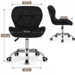 Scaun de birou in stil scandinav, inaltime 72-84 cm, roti mobile cauciucate, baza otel cromat, velur, negru