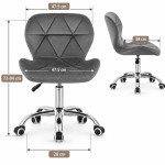 Scaun tapitat de birou, stil scandinav, baza cromata, inaltime reglabila, catifea, gri