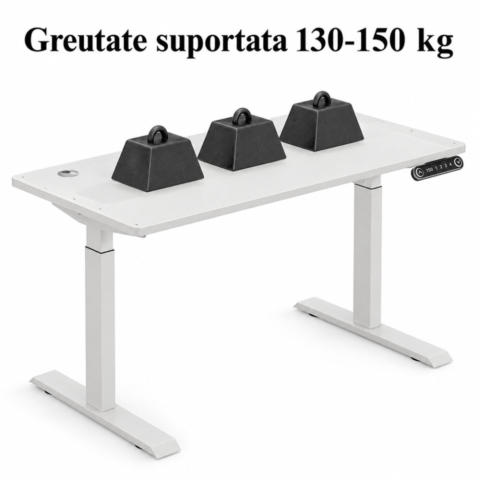 Cadru de birou electric dublu motorizat, inaltime reglabila 64-129 cm, memorare 4 pozitii, lungime 102 - 145 cm