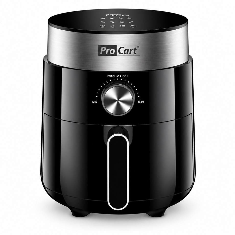 Friteuza cu aer cald airfryer 1200 w, capacitate 2.5 l, display digital led, procart