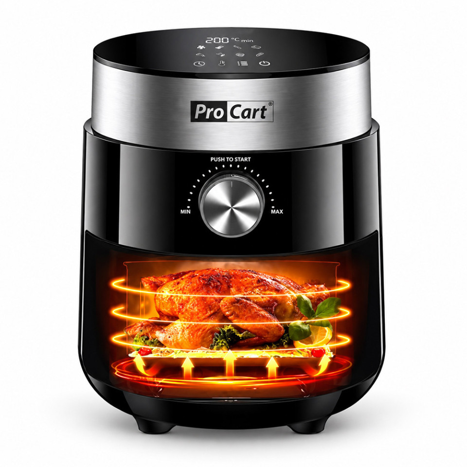 Friteuza cu aer cald airfryer 1200 w, capacitate 2.5 l, display digital led, procart