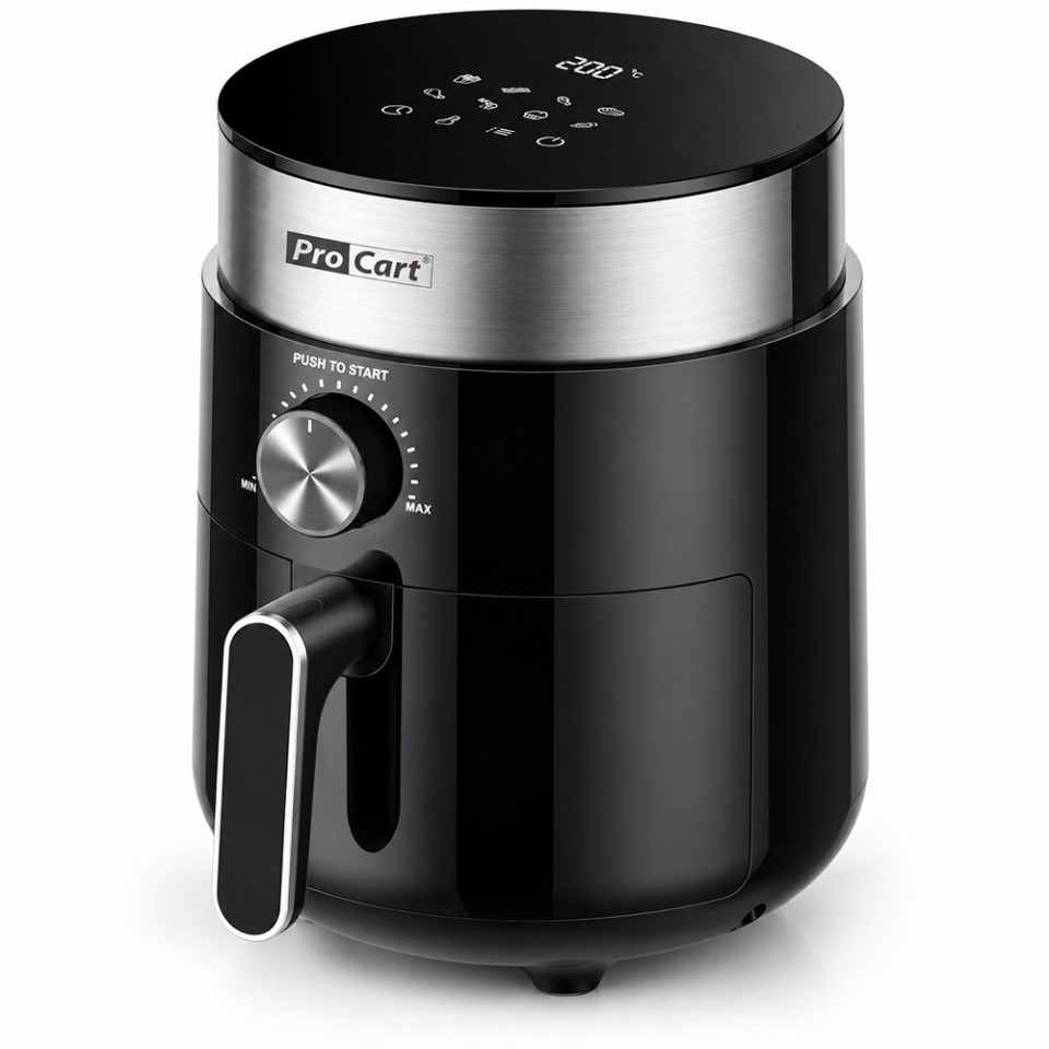 Friteuza cu aer cald airfryer 1200 w, capacitate 2.5 l, display digital led, procart