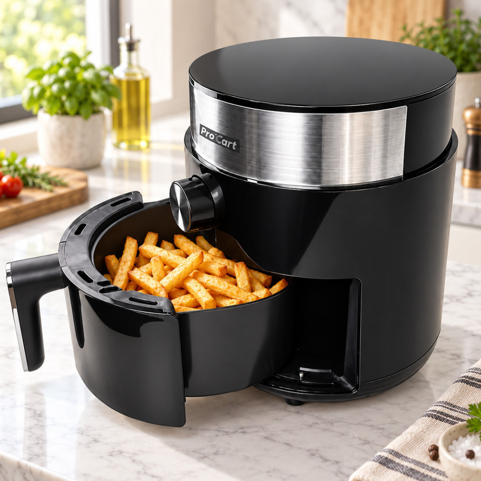 Friteuza cu aer cald airfryer 1200 w, capacitate 2.5 l, display digital led, procart