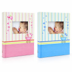 Album foto baby born book, 100 fotografii 10x15 cm, coperta personalizabila, spatiu notite culoare albastru