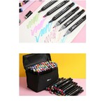 Set 80 markere colorate cu varf dublu, geanta depozitare