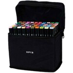 Set 80 markere colorate cu varf dublu, geanta depozitare