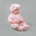 Papusa bebelus 45 cm, 4 accesorii imbracaminte, hainute roz