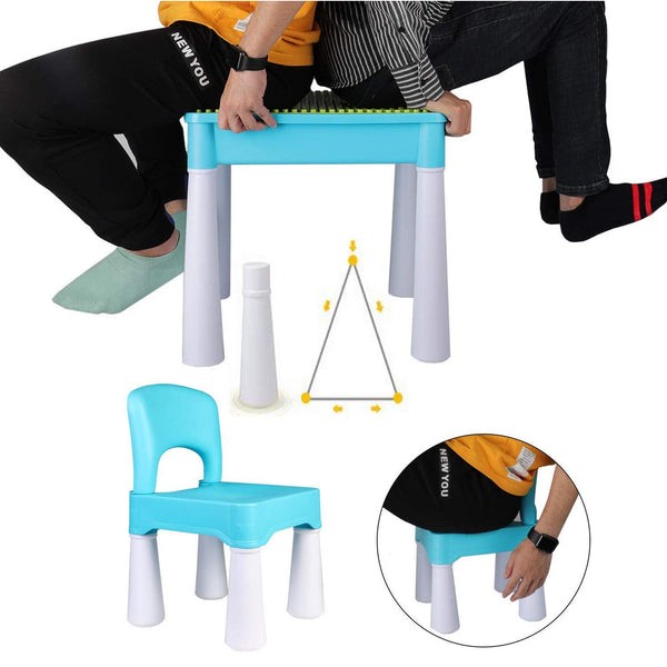 Masuta blocuri constructie multifunctionala, 128 piese, 51x51x50 cm