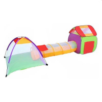 Cort de joaca pliabil 3 in 1, tunel si cub, lungime totala 375 cm, husa inclusa